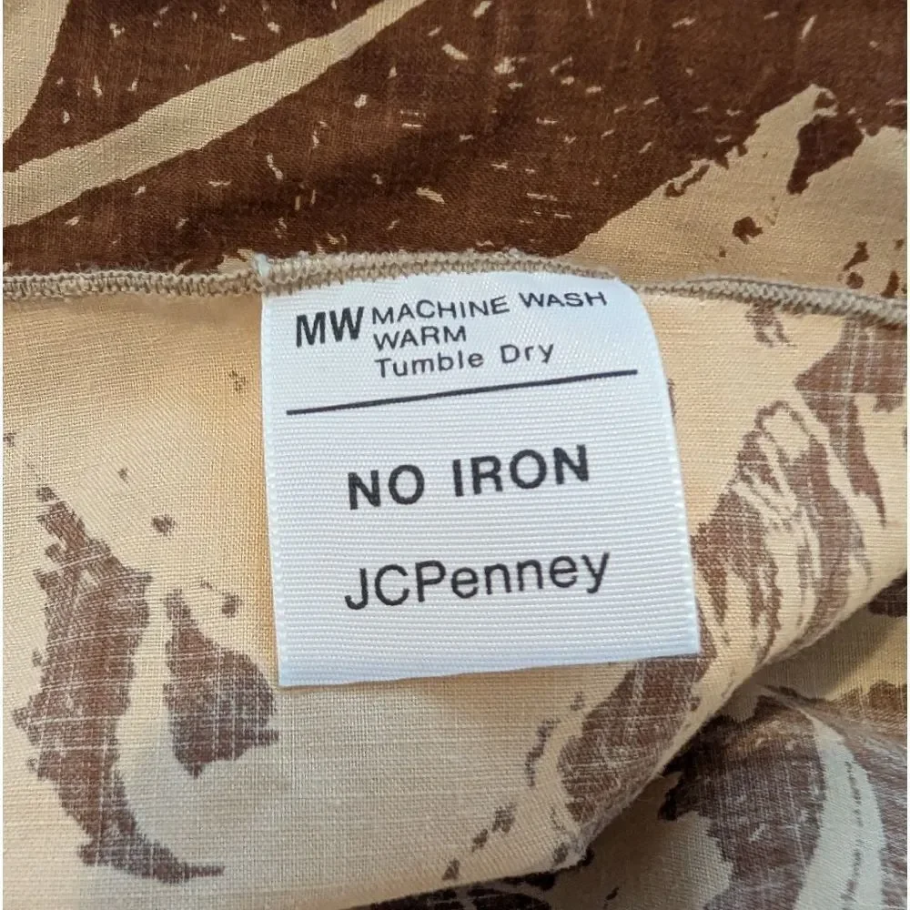 vintage JCPenney Safari animal round tablecloth‎ tan brown